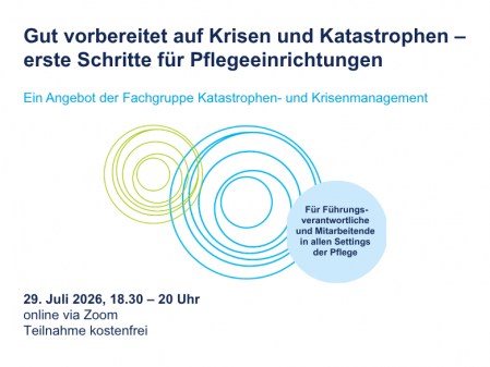 29. Juli: Gut vorbereitet auf Krisen und Katastrophen – erste Schritte für Pflegeeinrichtungen